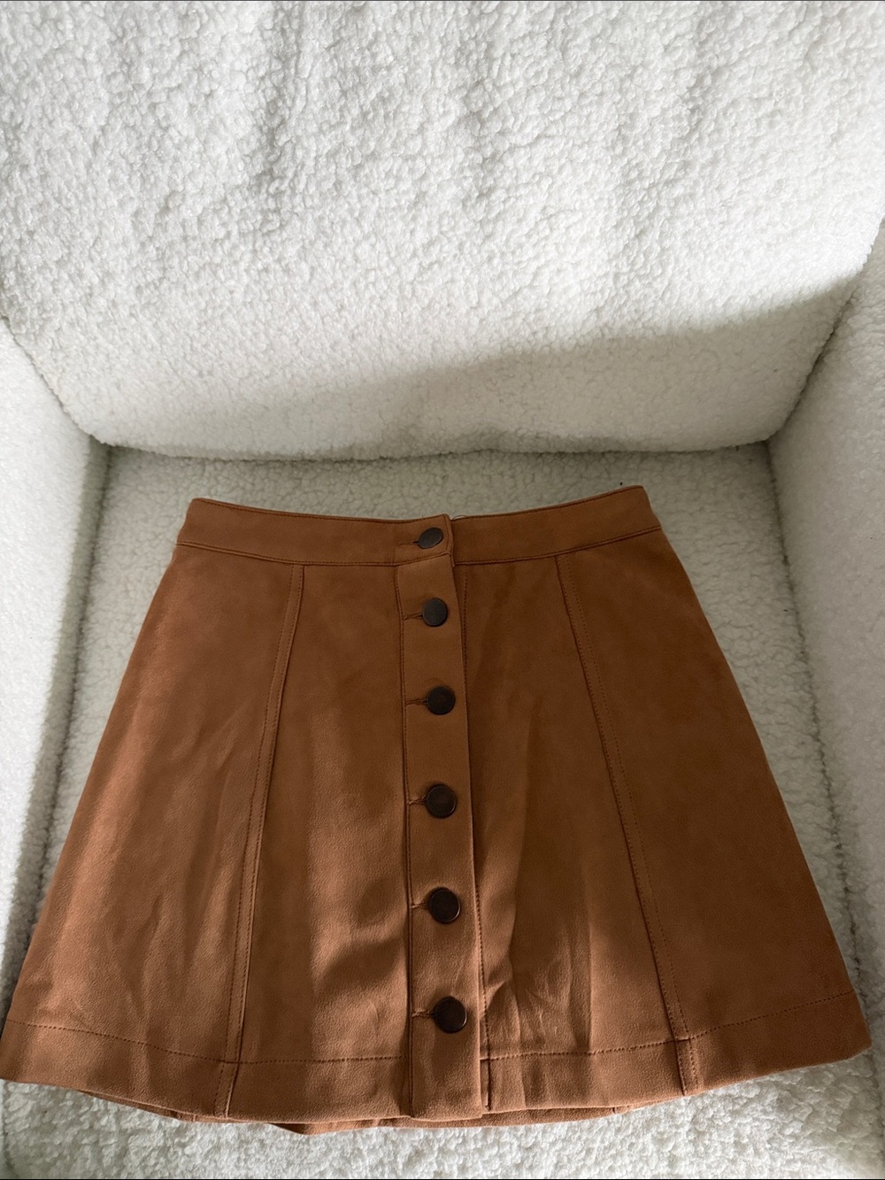 Forever 21 Button-Front Tan Skater Skirt